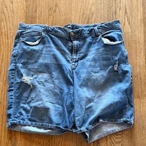 Blue Distressed Denim Shorts